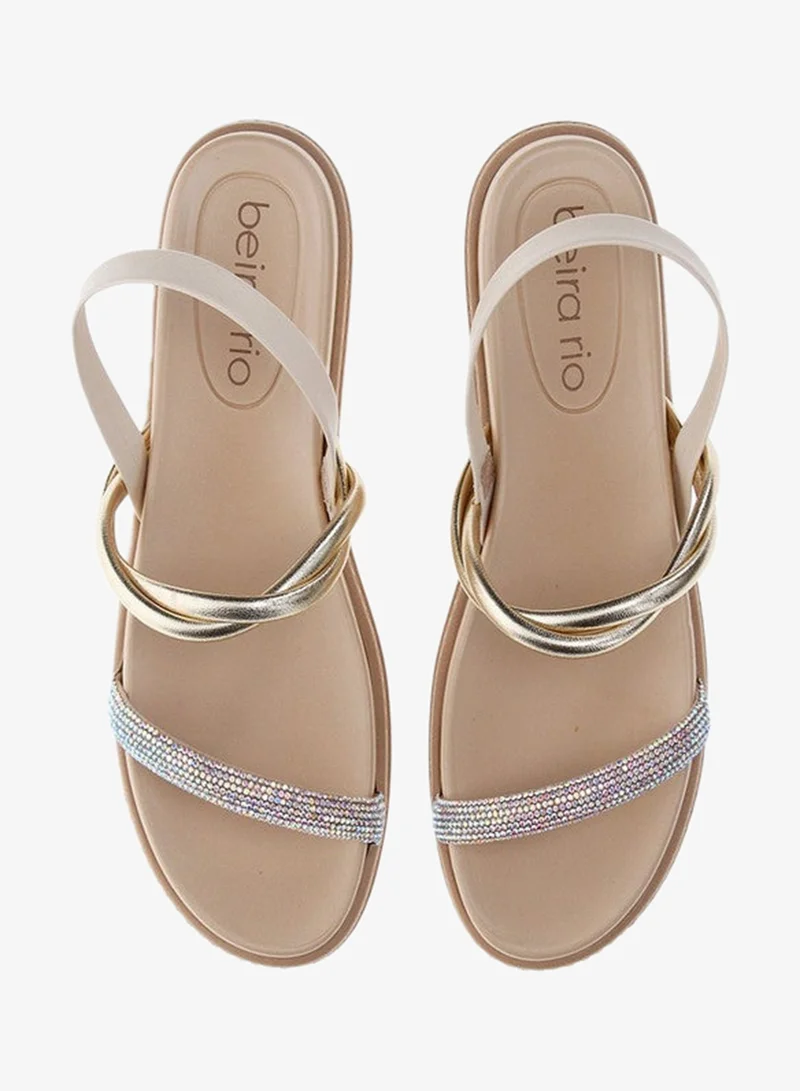 Beira Rio Cream Flat Sandals for Women – Stylish Ladies Flat Sandals & Comfortable Flat Slippers for Women | Best Price UAE