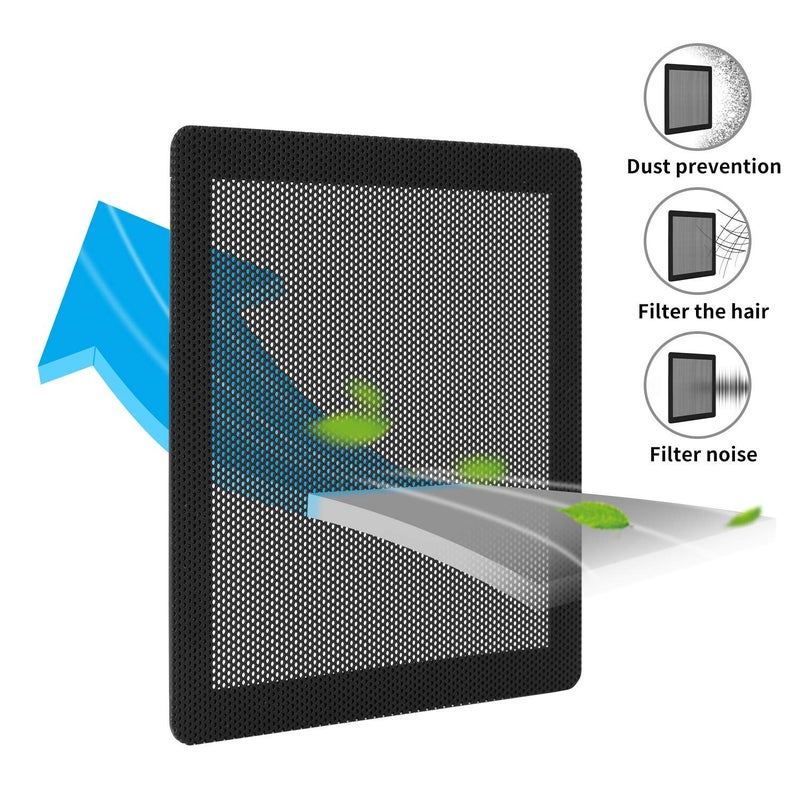 HFEIX 120MM PC Fan Dust Filter Computer Case Fan Magnetic Frame Dust Filter Fine PVC Mesh Length 4.72 x 4.72 inches Black-4Pack - Image 3