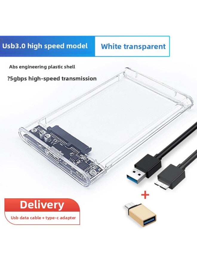 Transparent Box Notebook 2.5 Inch External Mobile Hard Disk Box Usb3.0 Solid-state Typec Interface External-Color:3.0 High-speed Version Transparent + Data Cable + Adapter  - Image 1