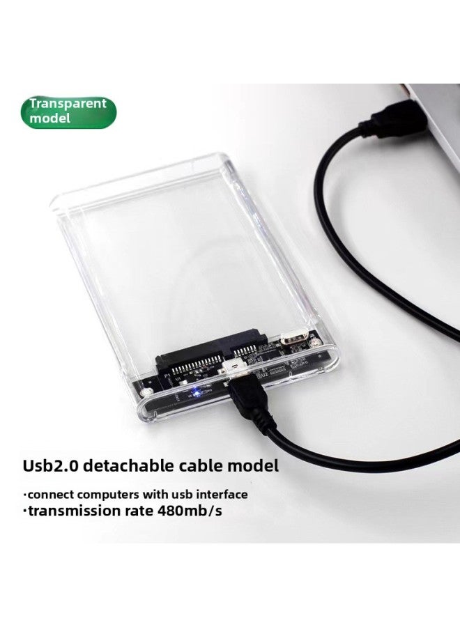 Transparent Box Notebook 2.5 Inch External Mobile Hard Disk Box Usb3.0 Solid-state Typec Interface External-Color:3.0 High-speed Version Transparent + Data Cable + Adapter  - Image 4