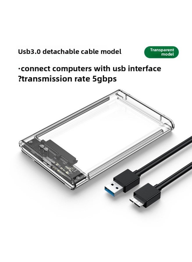 Transparent Box Notebook 2.5 Inch External Mobile Hard Disk Box Usb3.0 Solid-state Typec Interface External-Color:3.0 High-speed Version Transparent + Data Cable + Adapter  - Image 2