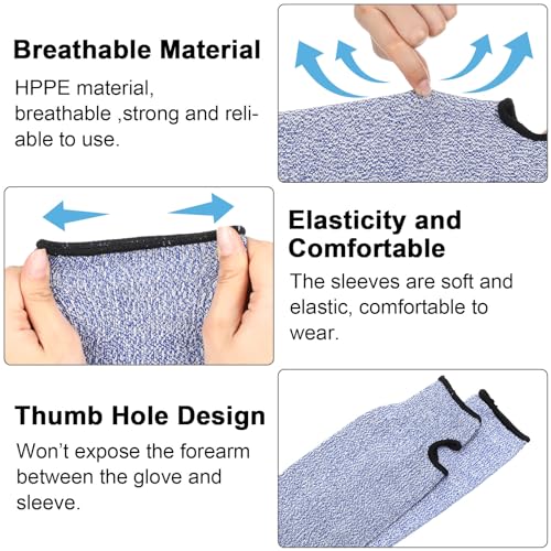 Chuarry 4 Pairs Cut Resistant Sleeves Thin Arm Protectors Arm Guard for Thin Skin and Bruising Sleeves for Men Women(Black, Gray) - Image 3