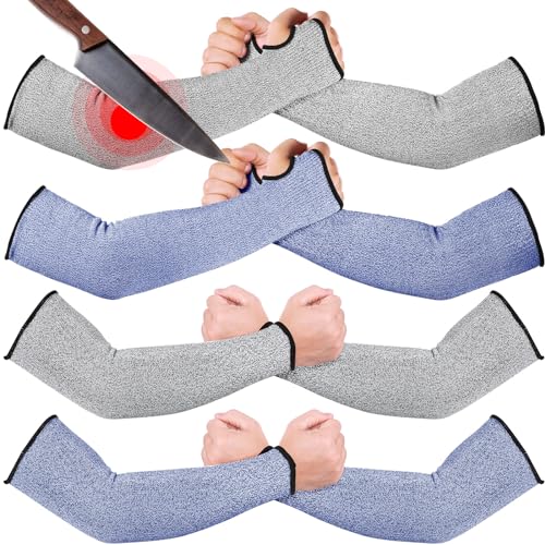 Chuarry 4 Pairs Cut Resistant Sleeves Thin Arm Protectors Arm Guard for Thin Skin and Bruising Sleeves for Men Women(Black, Gray) - Image 1