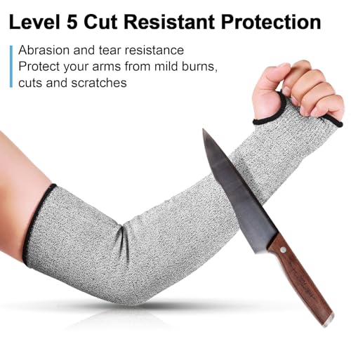 Chuarry 4 Pairs Cut Resistant Sleeves Thin Arm Protectors Arm Guard for Thin Skin and Bruising Sleeves for Men Women(Black, Gray) - Image 4