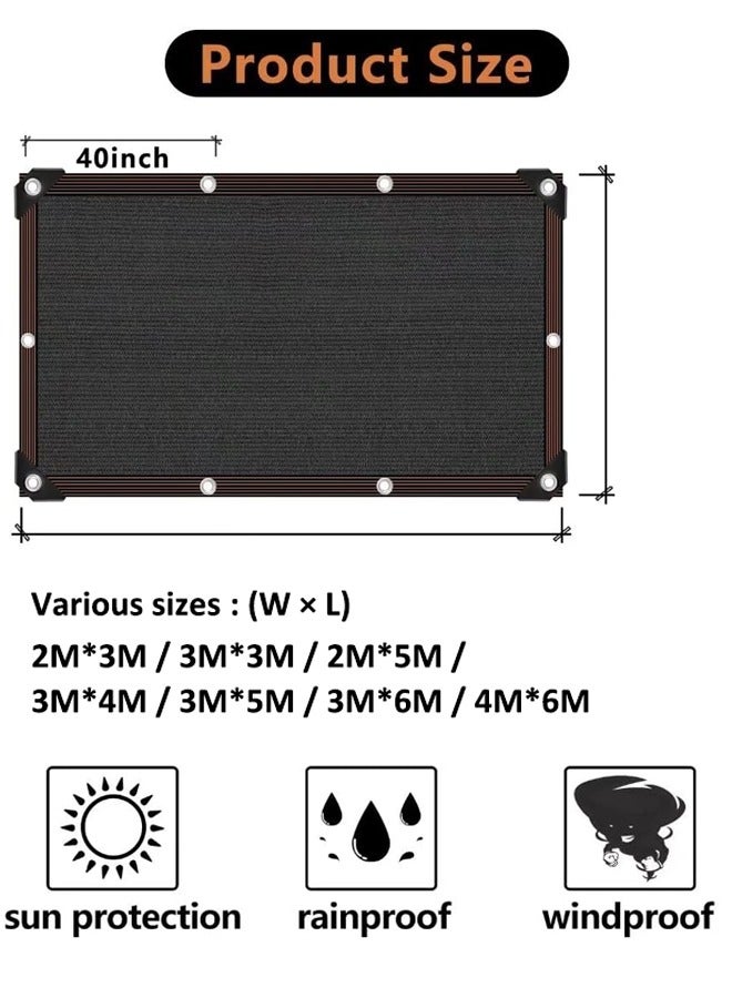 Generic Sun Shade Sail Black Shade Cloth Cover Mesh with Grommets Garden Sunblock Shade Cloth Shading Net Shade Cover for Greenhouse Garden Plants Sail Net Sun Protection Fabric Mesh  - Image 2