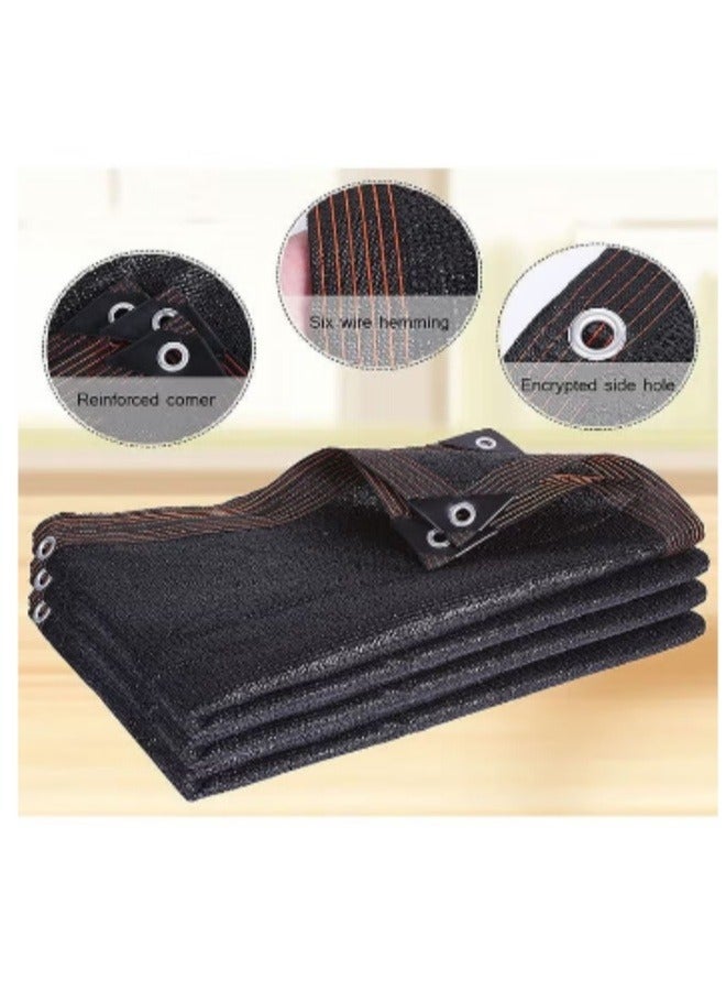 Generic Sun Shade Sail Black Shade Cloth Cover Mesh with Grommets Garden Sunblock Shade Cloth Shading Net Shade Cover for Greenhouse Garden Plants Sail Net Sun Protection Fabric Mesh  - Image 3