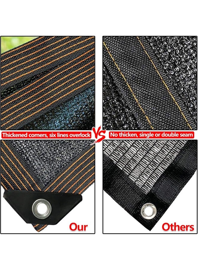 Generic Sun Shade Sail Black Shade Cloth Cover Mesh with Grommets Garden Sunblock Shade Cloth Shading Net Shade Cover for Greenhouse Garden Plants Sail Net Sun Protection Fabric Mesh  - Image 5