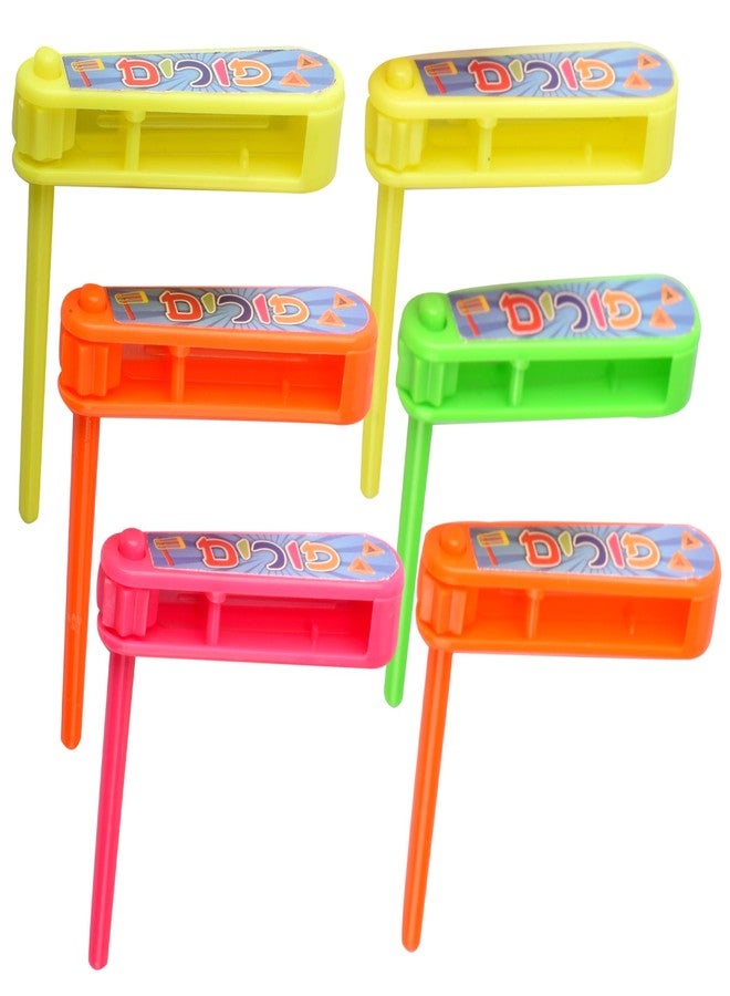 Izzy 'n' Dizzy Purim Gragger - 6 Pack Mini Groggers for Purim - Purim Noise Maker Grogger - Mini Plastic Purim Grogger Happy Purim Party Supplies - Image 1
