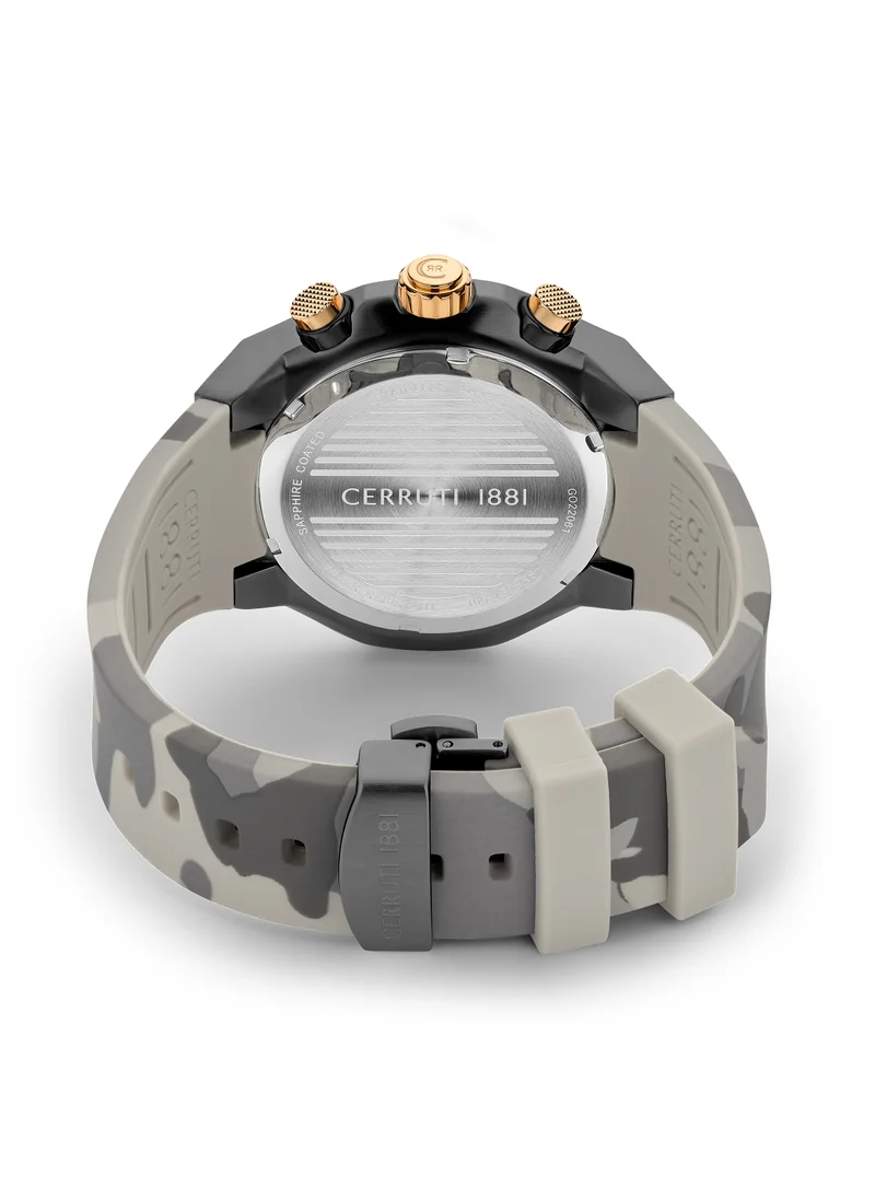 شيروتي 1881 Lucardo Men's 40mm Chronograph Watch with Cool Grey Dial & Camo Rubber Strap