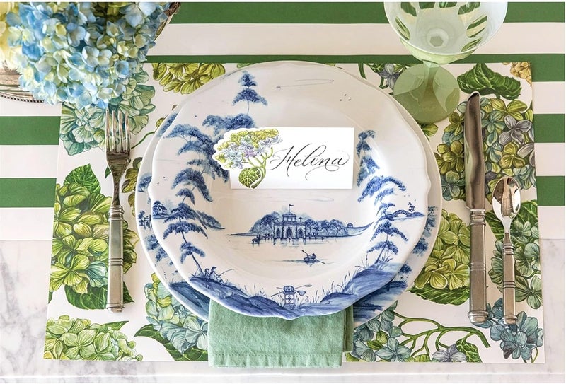 Hester & Cook Hydrangeas Paper Table Mats for Dining Table - Disposable Floral Placemats for Spring Summer Season - 24 Sheets Per Pad American Made - Image 2