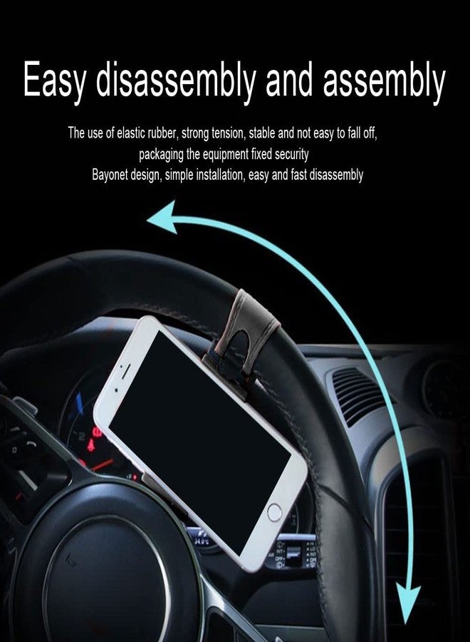 HAOBO Car Phone Holder - Adjustable Car Cradle, Steering Wheel Phone Mount, Universal Mobile Phone Mount, Hands Free Automobile Cell Phone Holder for Most Steering Wheels (Black) - Image 5