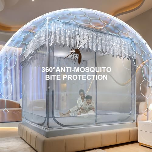 Dawnwake Mosquito Net, Large Space Playpen, Anti-Fall Mosquito Neting Bed for Babies/Adult/Outdoor,Portable Foldable Travel/Camping Mosquito Net Tent, Suit for King Size Bed– Green (Lace Style) - Image 5