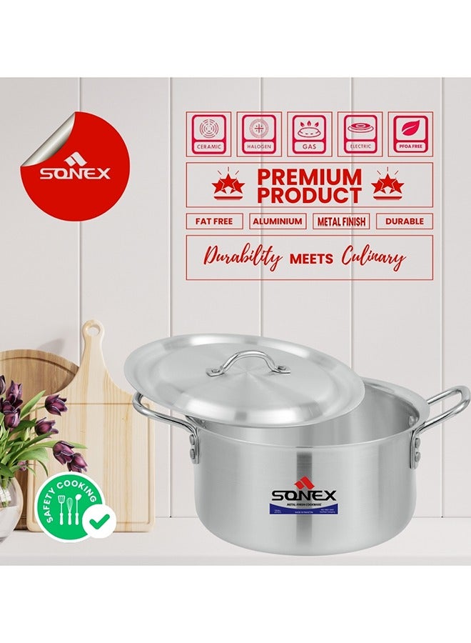 Sonex Aluminium Cooking Pot 41 cm 29 Ltr – Versatile Stock Pot for Large Meals, Guests, Commercial & Home Use, Heavy Duty Cookware with Stainless Steel Handle, Easy Cleanup, Durable Metal Finish, - Image 5