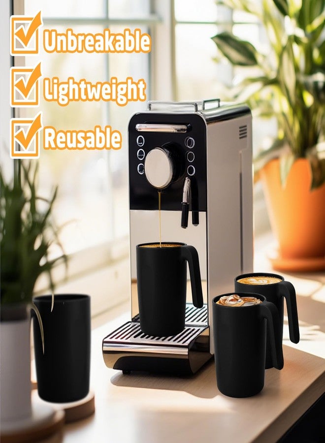 BUSOKIP Wheat Straw Coffee Cups 16 OZ, Wheat Straw Cups with Handles, Unbreakable & Stacking Coffee Mugs Set of 6, Microwave & Dishwasher Safe Drinking Cups for Party, Camping, Kitchen - Black - Image 4