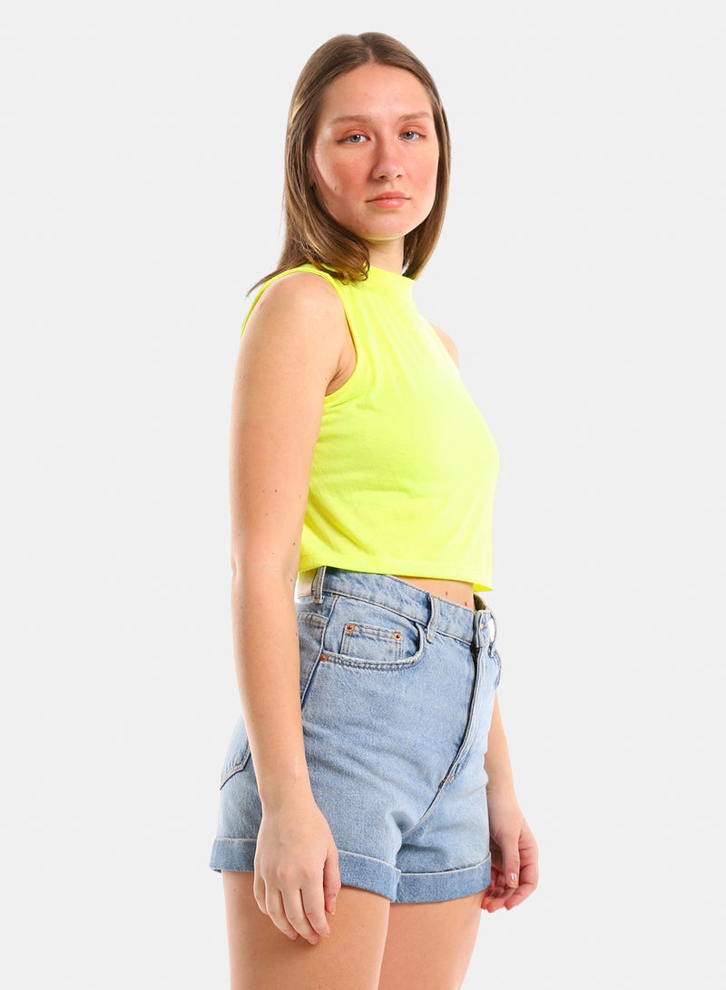 belle Mock Neck Slip On Crop Top - Image 2