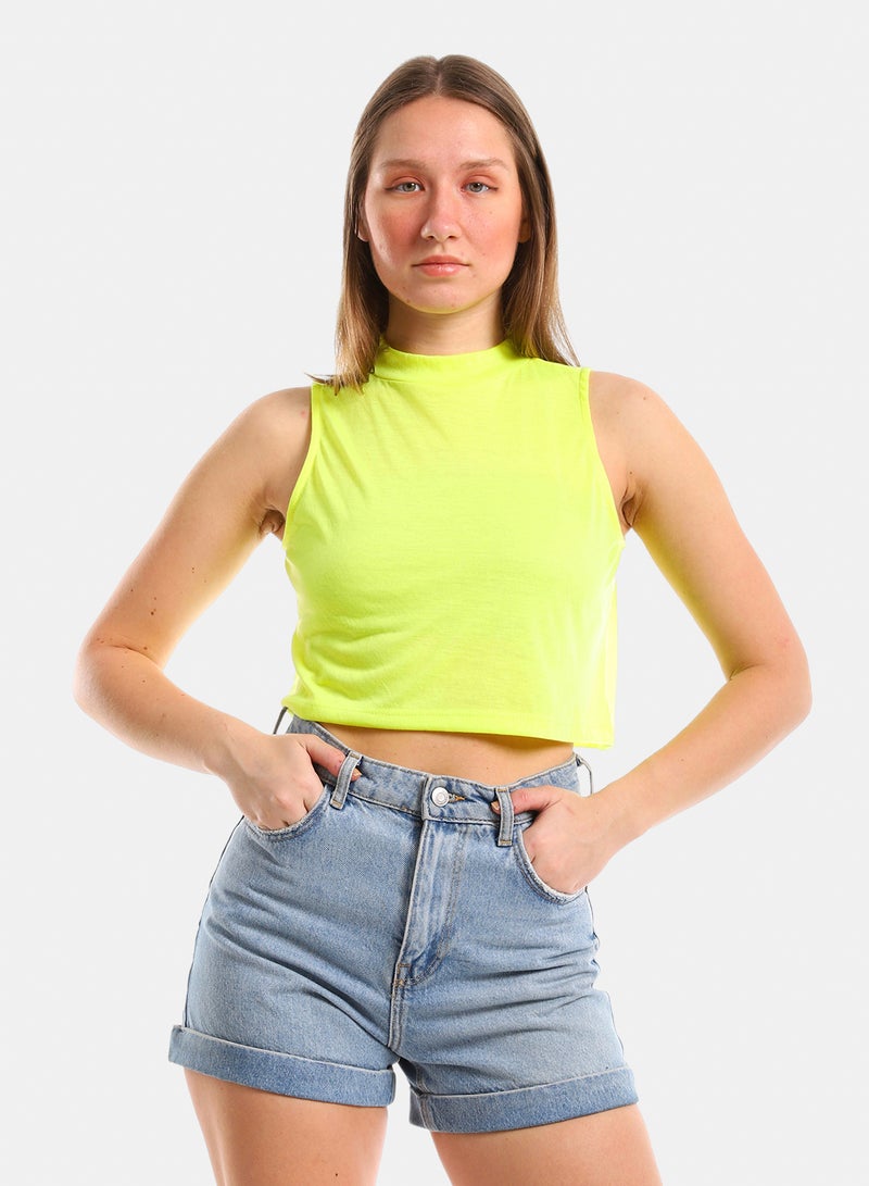 belle Mock Neck Slip On Crop Top - Image 1