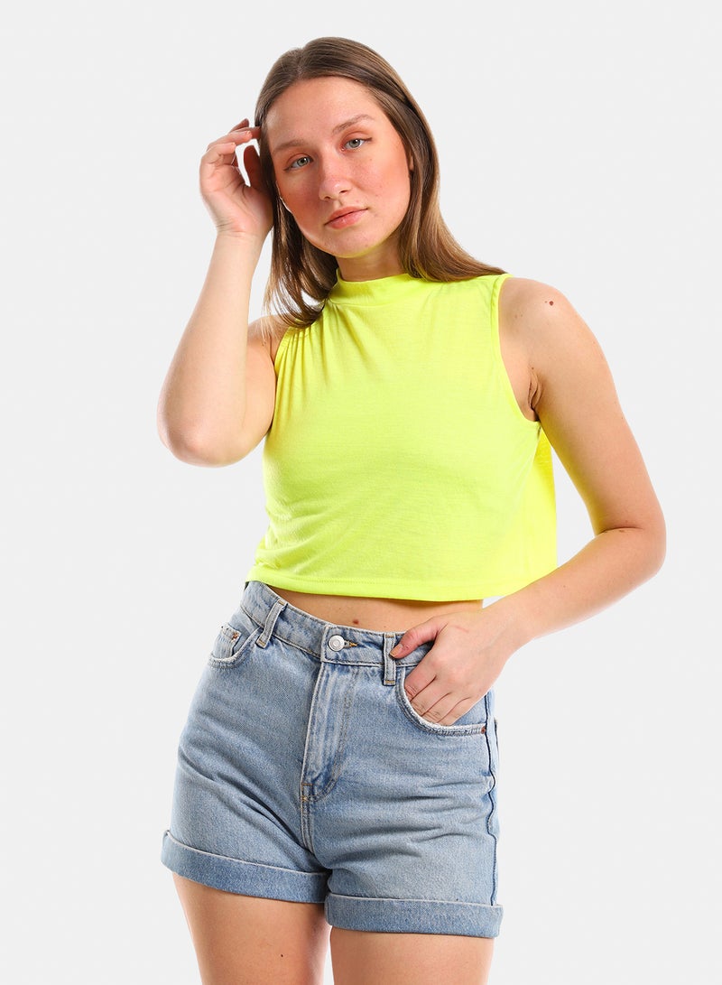 belle Mock Neck Slip On Crop Top - Image 4