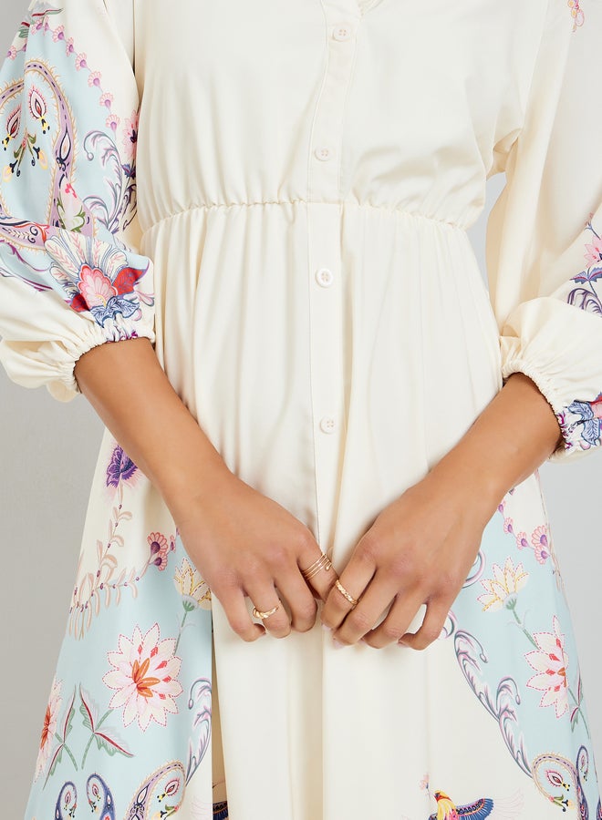 ستايلي فستان طويل قميص بطبعة زهور - Image 4