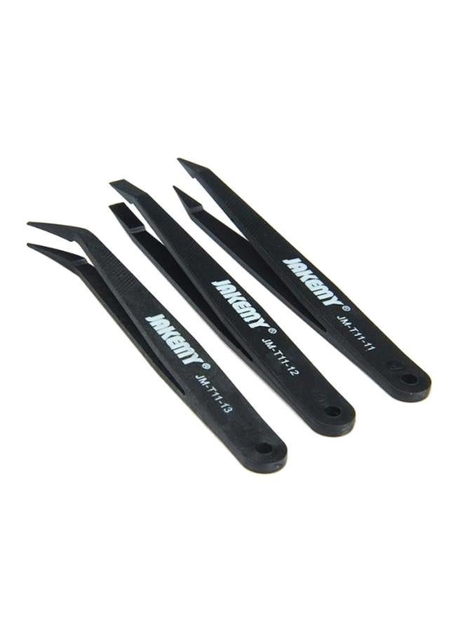 JAKEMY 3-Piece Repairing Tweezers Set Black - Image 1