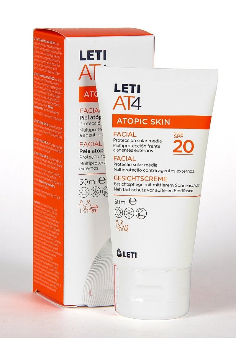 Leti Letiat4 Atopic Skin Facial Cream with Sun Protetion SPF20 50ml - Image 2