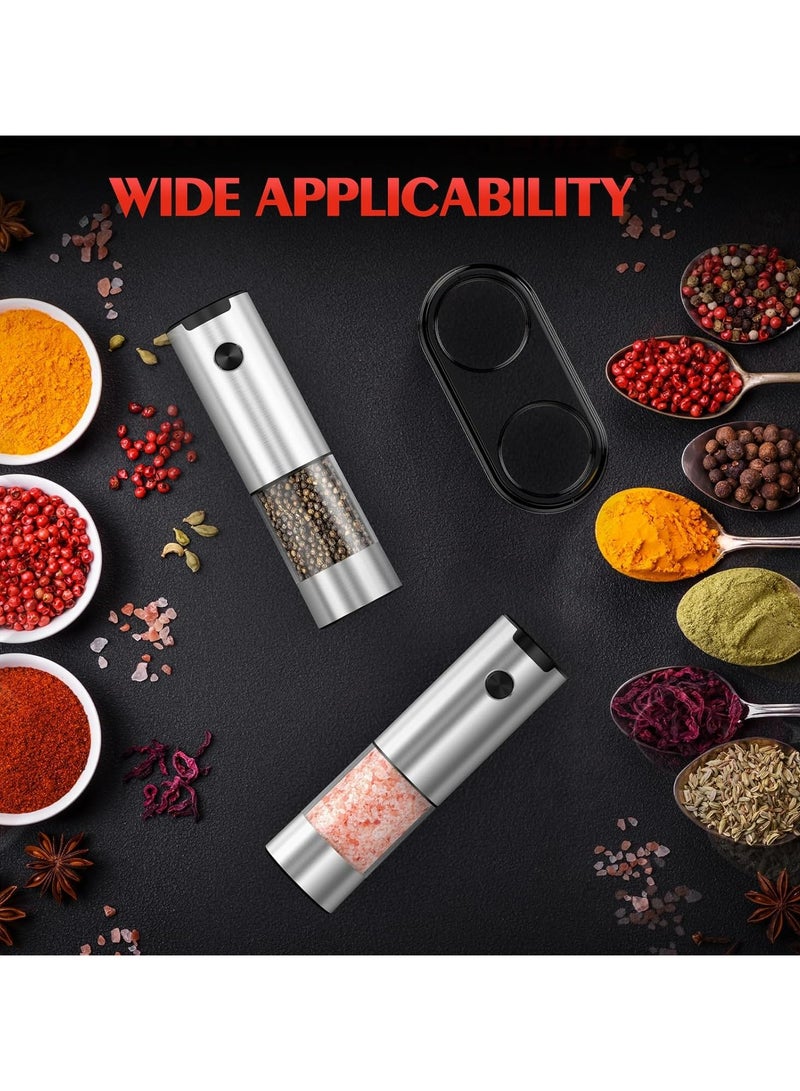 Oasisgalore 2 Pack Electric Salt and Pepper Grinder Set, One-Touch Operation with LED Light & Adjustable Coarseness, Stainless Steel Battery Powered Mill for Kitchen - Image 5