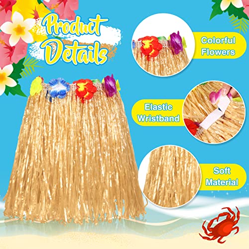 Tarpop 12 Pcs Hawaiian Hula Grass Skirts for Kids 40 cm Grass Skirts for Girls Luau Party Birthday Decoration Festive Show(Hay Color) - Image 3