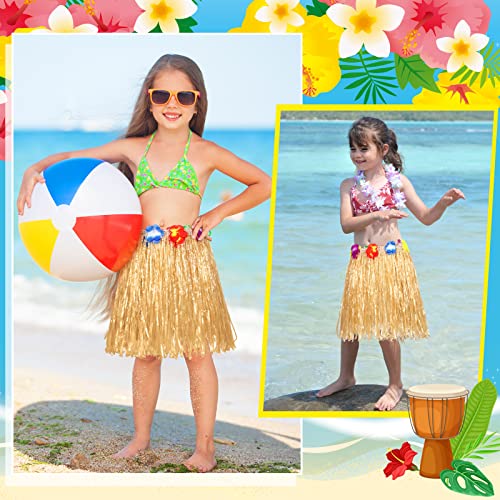 Tarpop 12 Pcs Hawaiian Hula Grass Skirts for Kids 40 cm Grass Skirts for Girls Luau Party Birthday Decoration Festive Show(Hay Color) - Image 5