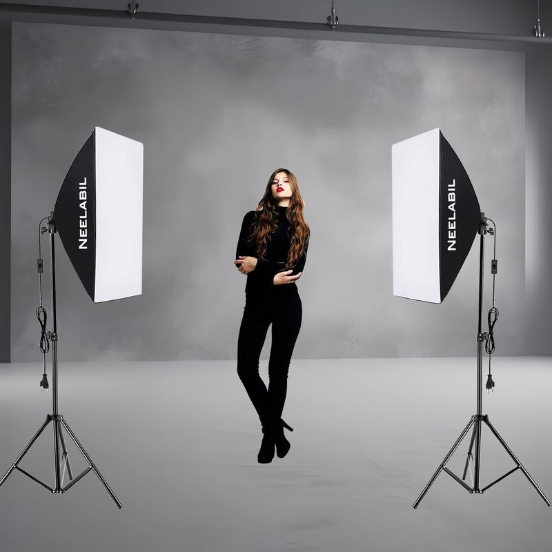 NEELABIL Public demand affordable quality Photography Studio light, Softbox Photography Lighting Kit Photo Video Equipment，20" x 28"/ 50 x 70 cm Continuous Lighting Equipment，UK Plug 220V Global trendy simple build - Image 5