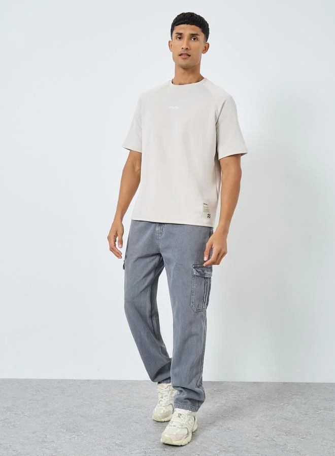 Styli Oversized Minimal Print Heavy Jersey T-Shirt