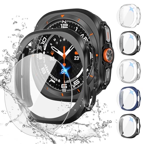 Tensea [5+5Pack for Samsung Galaxy Watch Ultra 2025 / Galaxy Watch 7 Ultra 2024 47mm Accessories, Hard PC Bumper/HD Anti-Fog Tempered Glass Protective Film, Face Cover Set for Women Men - Image 1