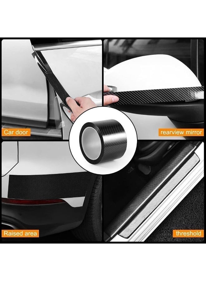 Car Door Sill Protector Black Carbon Fiber Wrap Film, Anti Scratch Car Door Guard - Image 3