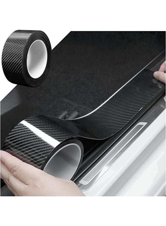 Car Door Sill Protector Black Carbon Fiber Wrap Film, Anti Scratch Car Door Guard - Image 2