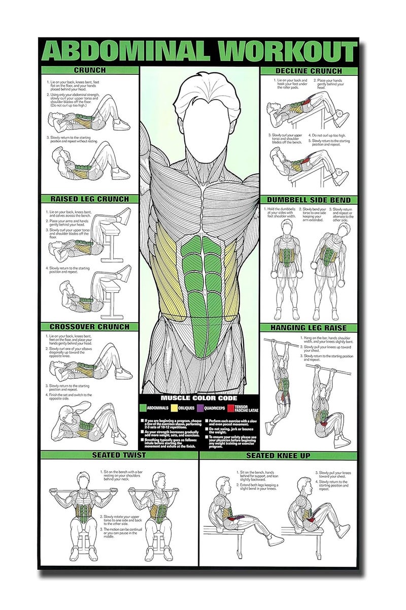 PIXELARTZ Wall Poster Abs Motivational Workout and Exercises Illustrations Bodybuilding Gym Posters HD Quality Posters for Home, Office, Room, Gym Wall - Multicolor (603) - Image 1