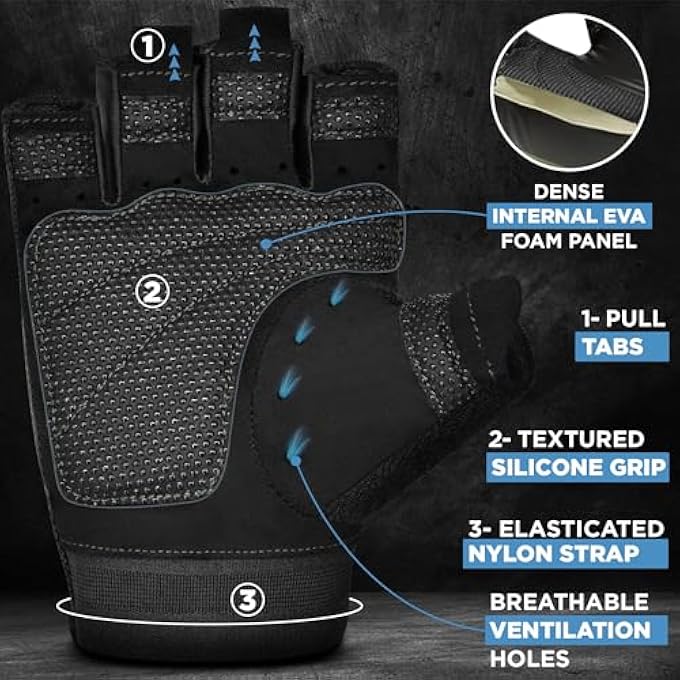 ار دي اكس قفازات رفع الأثقال، تمارين رياضية رياضية، تمارين لياقة بدنية، حماية راحة اليد ضد الانزلاق، تمرين نصف إصبع، قفاز لرفع الأثقال، رفع الأجسام الميت، كمال الأجسام، تمارين الرياضة الرياضية، ركوب الدراجات، تجديف، تدريب التسلق، رجال ونساء - Image 5