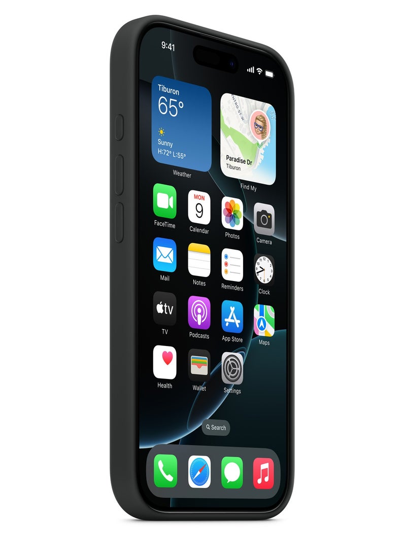 Techie - غطاء سيليكون لآبل آيفون 16 برو مع ماغسيف - أسود - Image 1