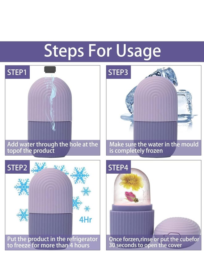 Ice Mold Ice Maker for Face with Anti-Leak& Drip System, Contour Cube Ice Roller, Silicone Ice Holder for Face Ice Face Roller Skin Care Tools Gift for Women