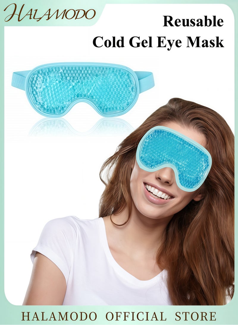 HALAMODO Cooling Eye Mask Reusable Cold Gel Eye Mask for Eye Puffiness Tired Eyes Migraines Stress Itchy Eyes Eye Lid Surgery and Sleep Aid for Skin Care and Eye Relief  - Image 1