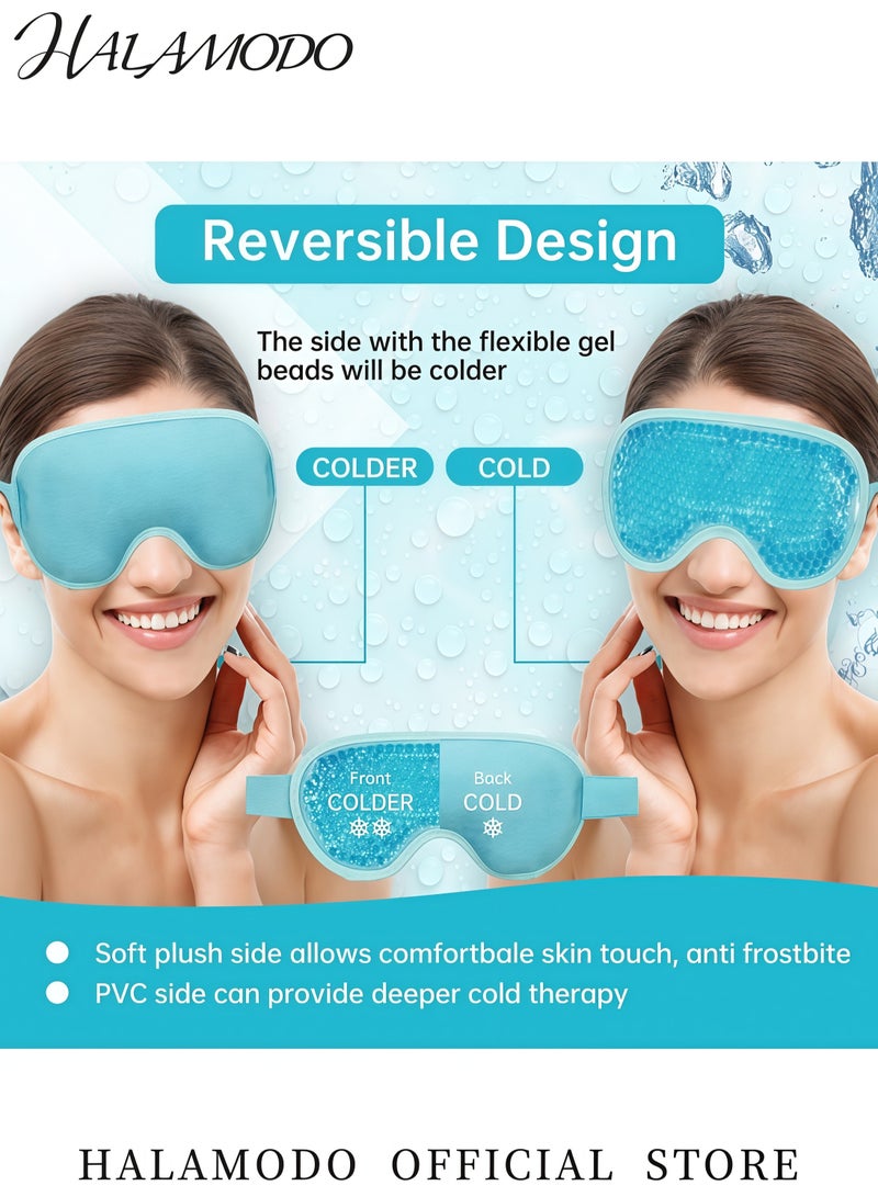 HALAMODO Cooling Eye Mask Reusable Cold Gel Eye Mask for Eye Puffiness Tired Eyes Migraines Stress Itchy Eyes Eye Lid Surgery and Sleep Aid for Skin Care and Eye Relief  - Image 2