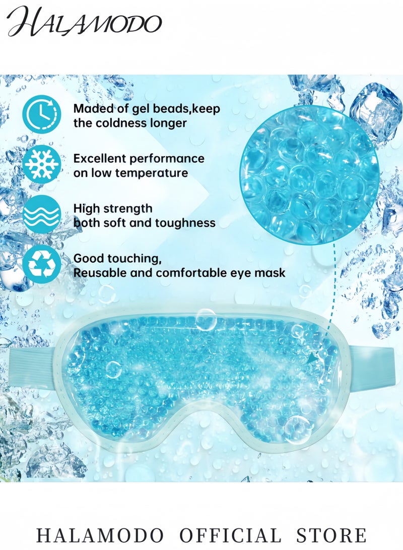 HALAMODO Cooling Eye Mask Reusable Cold Gel Eye Mask for Eye Puffiness Tired Eyes Migraines Stress Itchy Eyes Eye Lid Surgery and Sleep Aid for Skin Care and Eye Relief  - Image 4