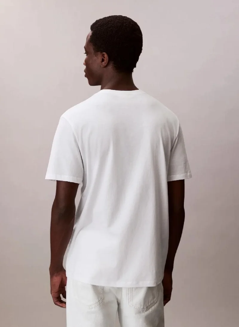 Calvin Klein Bright White Classic Fit Monologo T-Shirt for Men | Best Price UAE