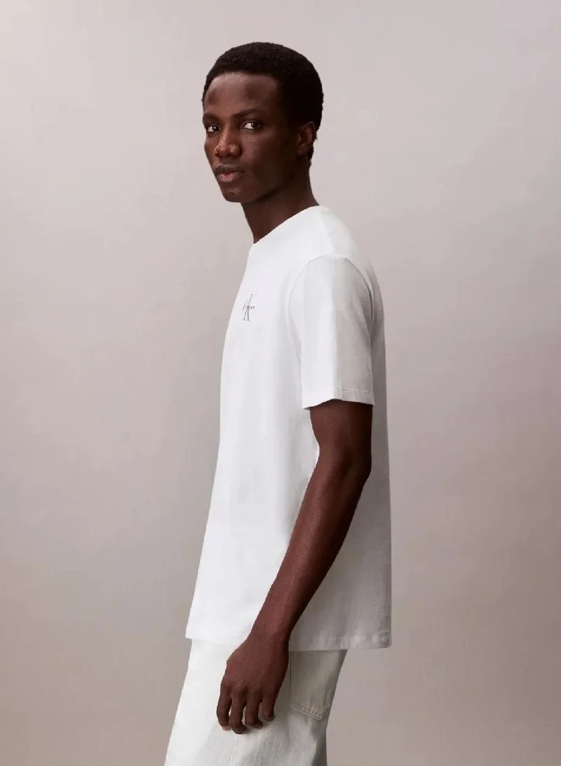 Calvin Klein Bright White Classic Fit Monologo T-Shirt for Men | Best Price UAE