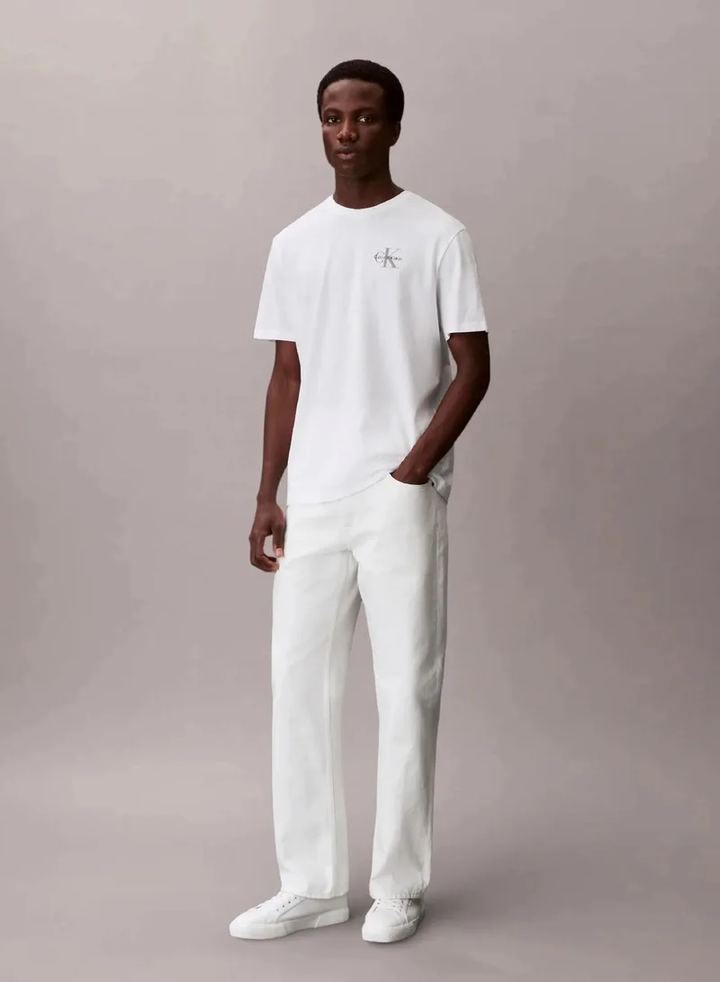 Calvin Klein Bright White Classic Fit Monologo T-Shirt for Men | Best Price UAE