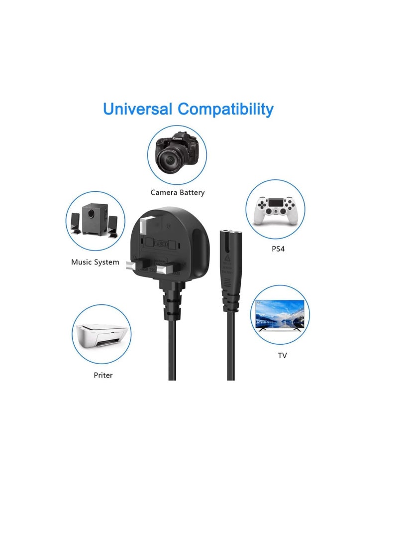 Terabyte 2 Prong AC Power Cord Cable for Samsung LG TCL Sony TV Compatible HP Printer PS3 PS4 PS5 UK AC Wall Plug  - Image 2
