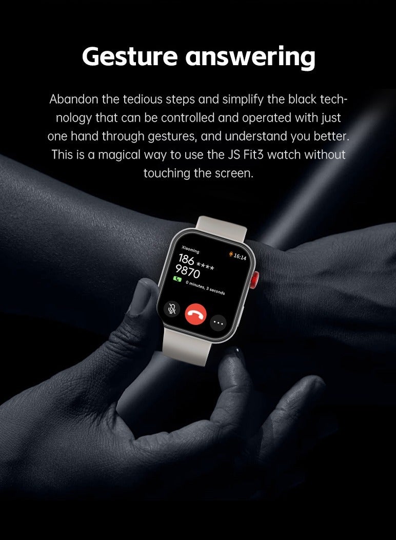 AROAQ JS Fit 3 Smart Watch, 1.80 Inch Full Touch Screen Smart Sports Watch, Al Intelligent Voice Fitness Tracker Watch, Heath Monitoring Smart Wrist Watch With 100 Plus Sports Modes, (Black) - Image 4