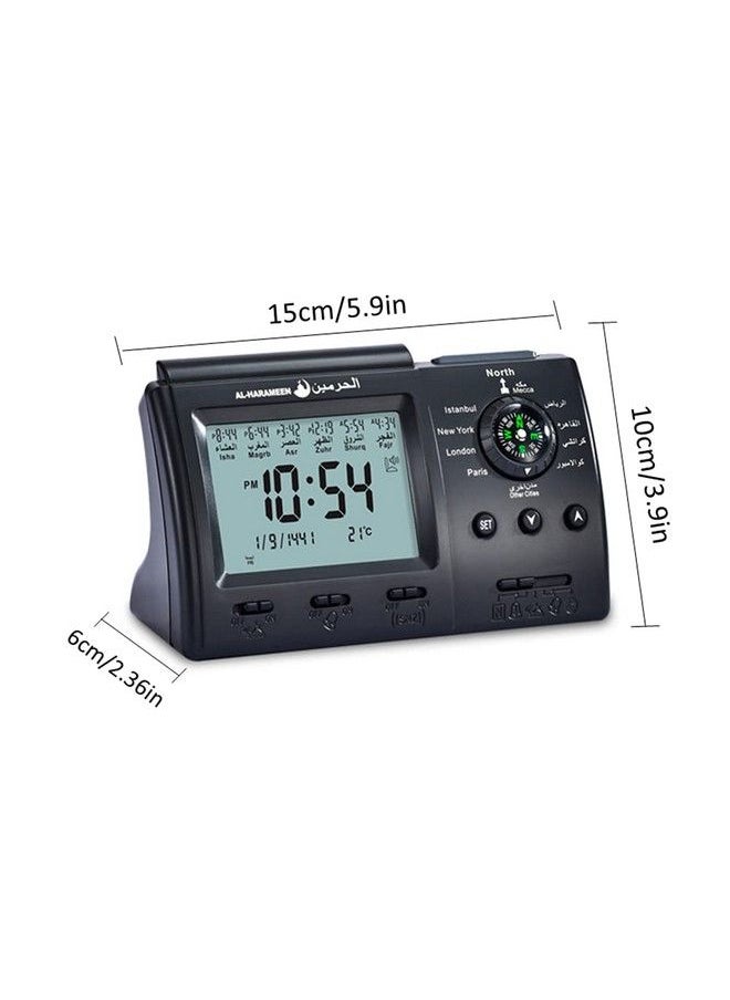 Hitopin - Athan Clock Hitopin Azan Table Clock Azan Athan Prayer Clock Black Color Complete Azan For All Prayers Qibla Direction - Image 1