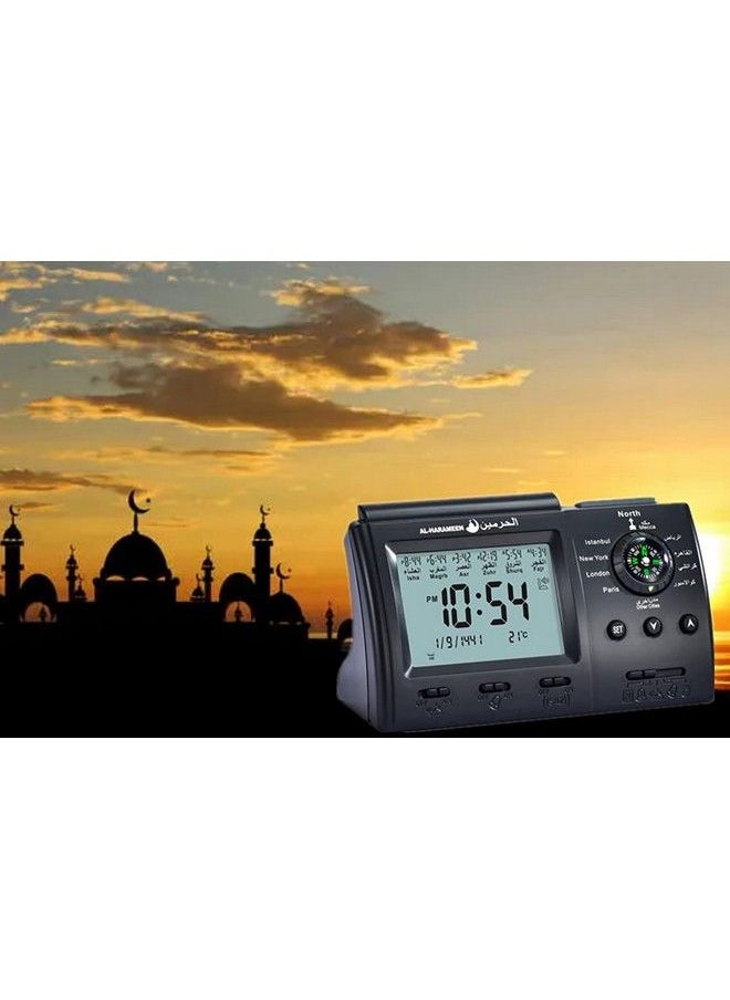 Hitopin - Athan Clock Hitopin Azan Table Clock Azan Athan Prayer Clock Black Color Complete Azan For All Prayers Qibla Direction - Image 1