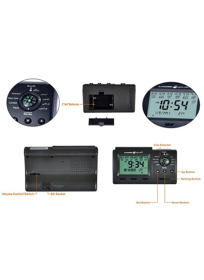 Hitopin - Athan Clock Hitopin Azan Table Clock Azan Athan Prayer Clock Black Color Complete Azan For All Prayers Qibla Direction - Image 1