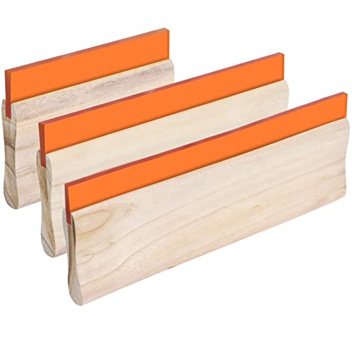 Piwerod Screen Printing Squeegee, 5.9 inch/9.4 inch/13.7 inch, 75 Durometer Wooden Ink Silk Stencil Scraper for Screen Printing Water Squeegee, 3PCS - Image 1