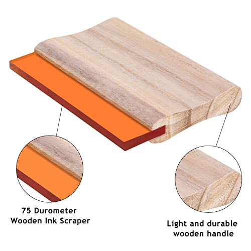 Piwerod Screen Printing Squeegee, 5.9 inch/9.4 inch/13.7 inch, 75 Durometer Wooden Ink Silk Stencil Scraper for Screen Printing Water Squeegee, 3PCS - Image 4