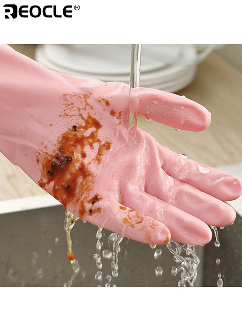 REOCLE 3PCS Rubber Dishwashing Cleaning Gloves Waterproof Reusable Long Kitchen Gloves Latex-Free Household Gloves Soft Non-Slip Food-Safe for Home Kitchen Laundry Bathroom Gardening Ideal for Unisex Adults - Image 5